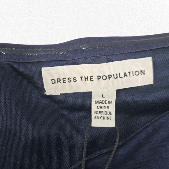 Dress the Population Navy Esperanza Sweetheart Balloon Sleeve Mini Dress Size Lg - Picture 4 of 13